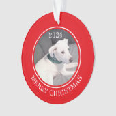Cute Merry Christmas White Dog Photo Red Round (devant)