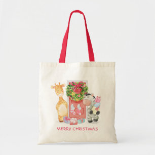 Cute Merry Giraffe Zebra op maat Tote Bag