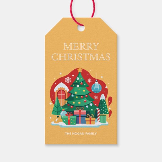 Cute Merry kerst Cadeaulabel (Voorkant)