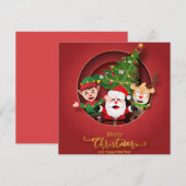 Cute Merry kerst Feestdagenkaart (Voorkant / Achterkant)