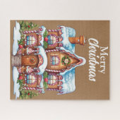 Cute Merry kerst Gingerbrood House Legpuzzel (Horizontaal)