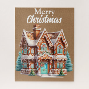 Cute Merry kerst Gingerbrood House Legpuzzel