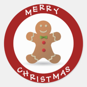 Cute Merry kerst Gingerbrood Man Ronde Sticker