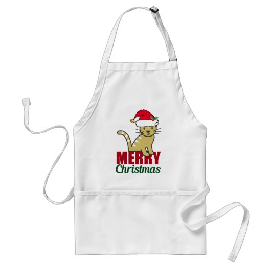 Cute Merry kerst Kitty Cat Standaard Schort (Voorkant)