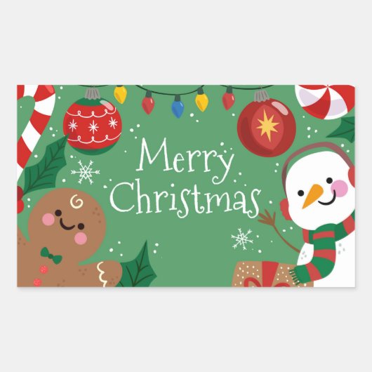 Cute Merry kerst Rechthoekige Sticker (Voorkant)