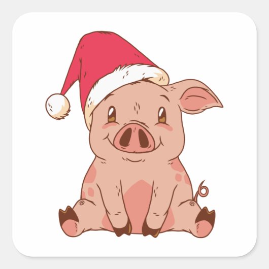 Cute Merry kerst Vierkante Sticker (Voorkant)
