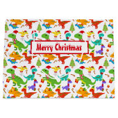 Cute Merry Kerstdinosaurussen Groot Cadeauzakje (Voorkant)