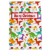 Cute Merry Kerstdinosaurussen Medium Cadeauzakje (Achterkant)
