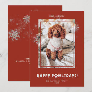 Cute Merry KerstHappy PAWlidays Pet Foto Ho Feestdagenkaart