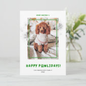 Cute Merry KerstHappy PAWlidays Pet Photo Hol Feestdagenkaart (Staand voorkant)