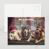 Cute Merry-kersthonden Feestdagenkaart (Voorkant / Achterkant)