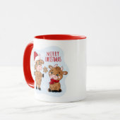 Cute Merry kerstKoeien Festive Modern Mok (Voorkant links)