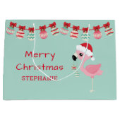 Cute Merry Kerstmis Flamingo Ornaments Groot Cadeauzakje (Voorkant)