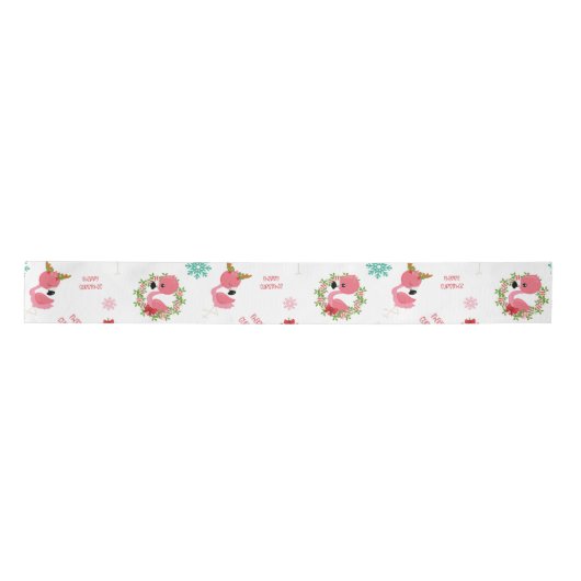 Cute Merry Kerstmis Flamingo Snowflake Lint (Voorkant)