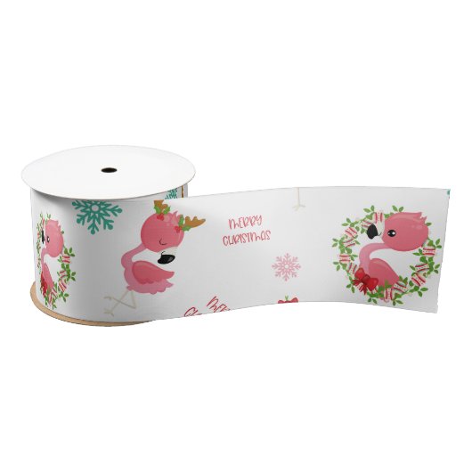 Cute Merry Kerstmis Flamingo Snowflake Lint (Spoel)