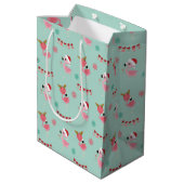 Cute Merry Kerstmis Flamingo Snowflake Medium Cadeauzakje (Achterkant Gekanteld)