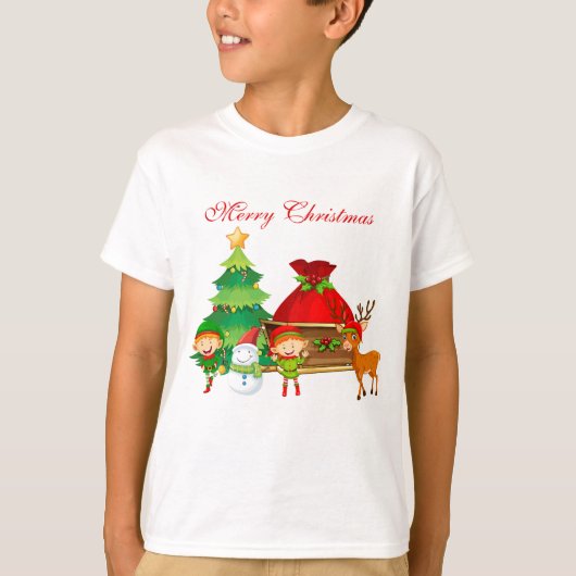 Cute Merry Kerstmis Kinderen T-shirt (Voorkant)