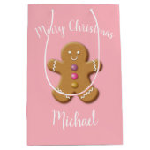 Cute Merry-kerstontbijtman, gepersonaliseerd Medium Cadeauzakje (Voorkant)