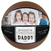 Cute Merry Kerstpap Black 3 Foto Collage Basketbal (Voorkant)