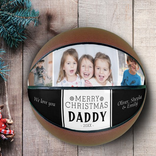 Cute Merry Kerstpap Black 3 Foto Collage Basketbal