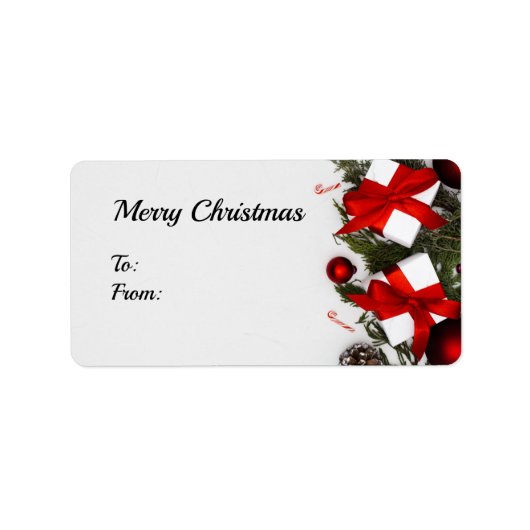 Cute Merry-kerstrectangle-stickers Etiket (Voorkant)