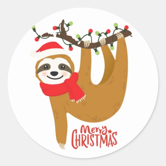 Cute Merry-kerstsleuf Ronde Sticker (Voorkant)