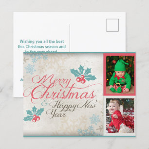 Cute Merry Kersttwein Babies Foto Holiday Feestdagenkaart