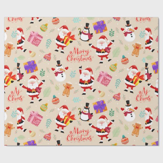 Cute Merry kerstwrapping Paper Cadeaupapier (Vlak)