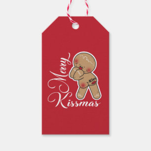 Cute Merry Kissmas Gingerbrooman Cadeaulabel