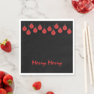 Cute Merry Red Ball Ornaments Santa Napkins Servet