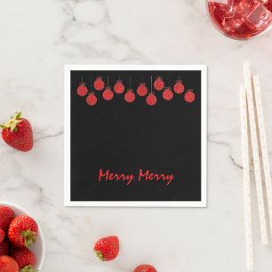 Cute Merry Red Ball Ornaments Santa Napkins Servet