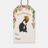 Cute Merry Red Berries Black Cat Lovers Cadeaulabel (Achterkant)