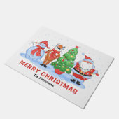 Cute Merry Santa Cartoon op maat Deurmat (Schuin)
