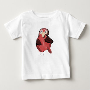 Cute met de hand getekende rode vogel t-shirt voor