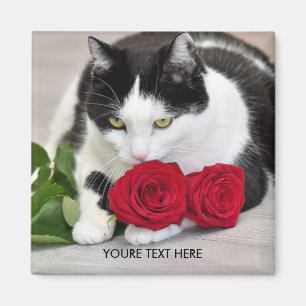 Cute met rode roos magneet