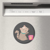 Cute met teacup-cartoon magneet (Insitu (Vaatwasser))