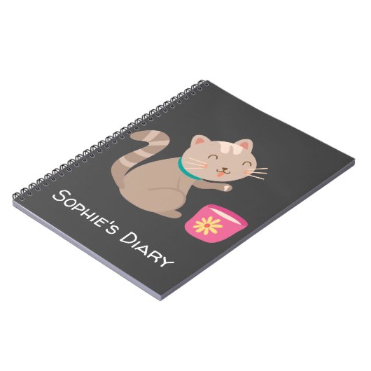 Cute met teacup-cartoon notitieboek (Linkerzijde)