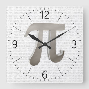 Cute metal pi character vierkante klok
