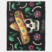 Cute Mexican Decorative Skull Fleece Deken (Voorkant)