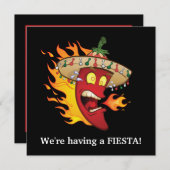 Cute Mexican Fiesta party Invitation (Devant / Derrière)