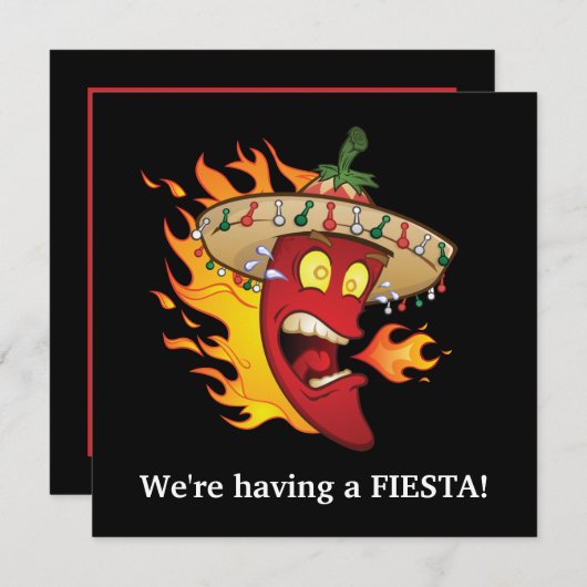 Cute Mexican Fiesta party Invitation (Devant / Derrière)