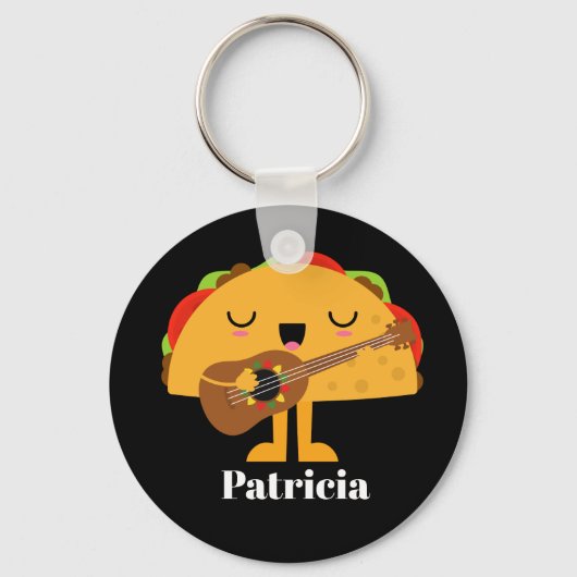 Cute Mexican singing taco add name Sleutelhanger (Voorkant)
