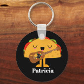 Cute Mexican singing taco add name Sleutelhanger (Voorkant)