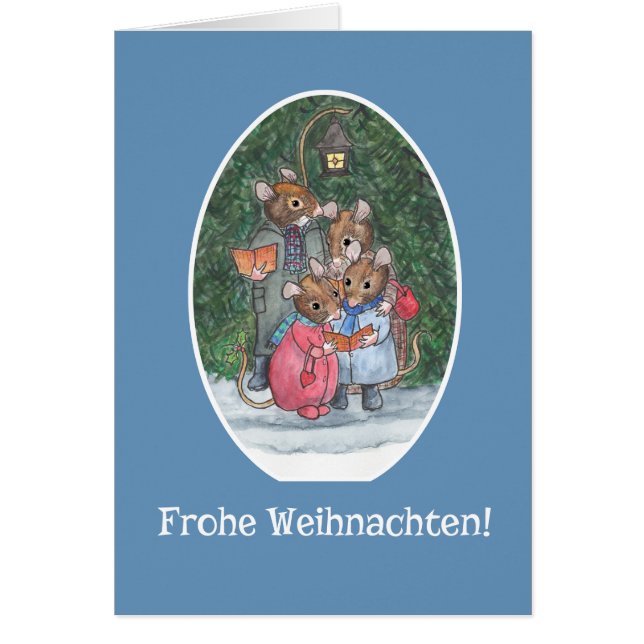 Cute Mice Carol Singers German Greeting (Devant)