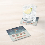 Cute Mice Happy New Year Fireworks Kartonnen Onderzetters (Insitu)