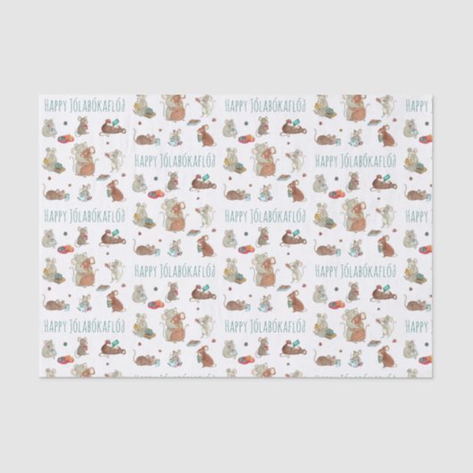 Cute Mice Reading Books Jolabokaflod Tissuepapier (Voorkant)