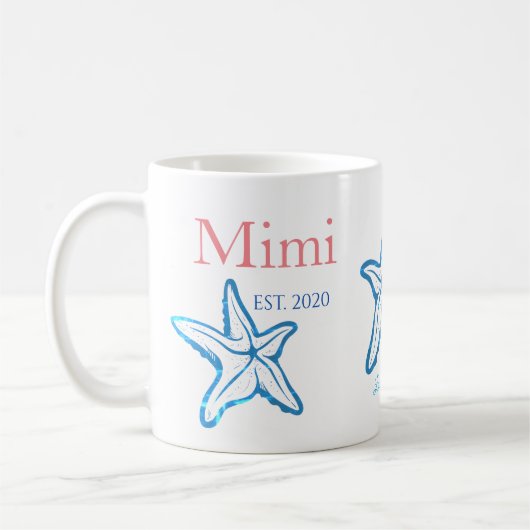 Cute Mimi Blue Starfish Beachy Coffee Mug (Gauche)