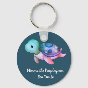 Cute Mimma De Paarse Groene Zee Ronde Sleutelhanger