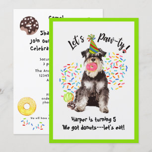 Cute Mineature Schnauzer Birthday Party Invitation Kaart