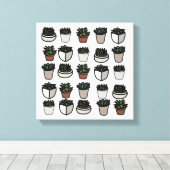 Cute mini succuled Patroon Canvas Afdruk (Insitu (Houten vloer))